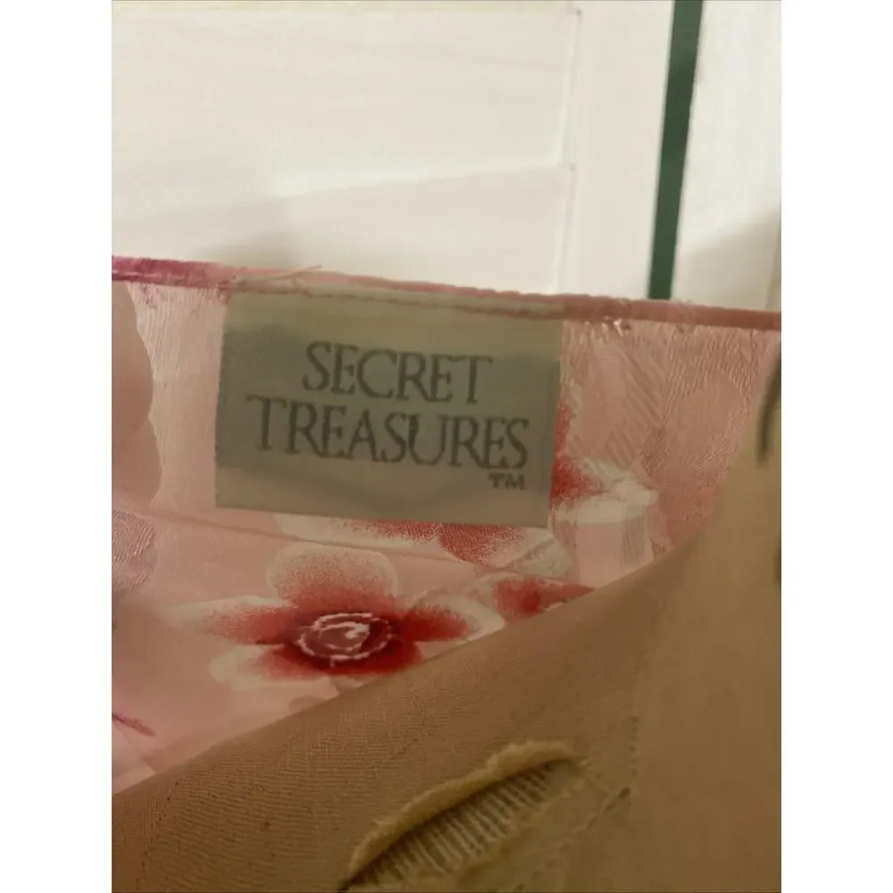 Secret Treasures Pink Floral Belted Robe Kimono Sheer Chiffon Jacquard Sz Small